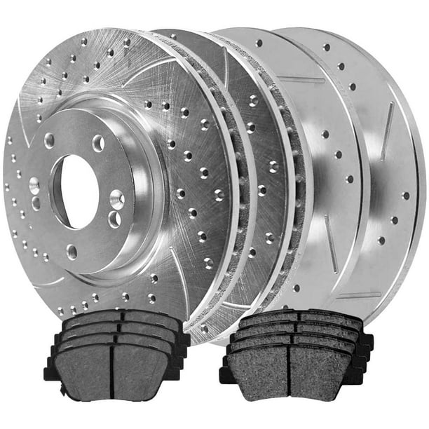 For 2013-2015 Hyundai Veloster Front Rear Drill/Slot Brake Rotors+Ceramic Pads